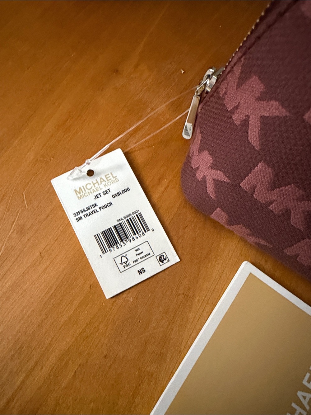 Michael Kors Oxblood MK Logo Cosmetic Case - Picture 2 of 14